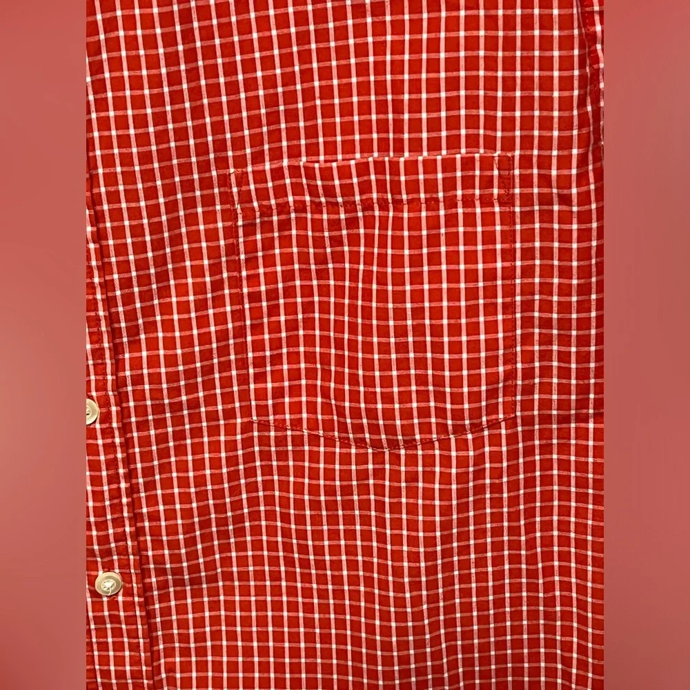Reed Edward’s Men’s Orange & White Plaid Long Sleeve Button Down Shirt - Large - Picture 8 of 8